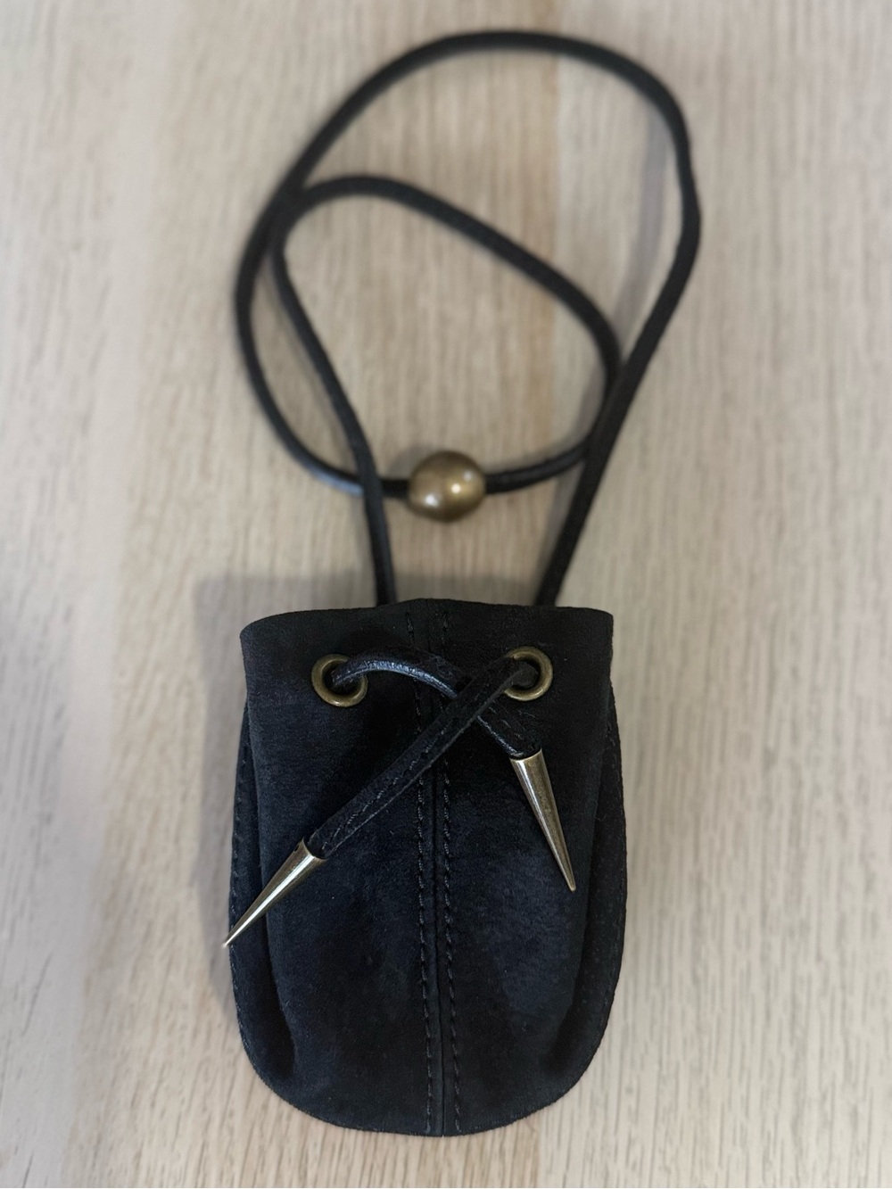 Givenchy Black Suede Mini Pouch with Spike Accents